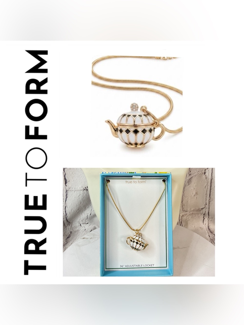 🌟🌟 Gold and White Teapot Locket Necklace
